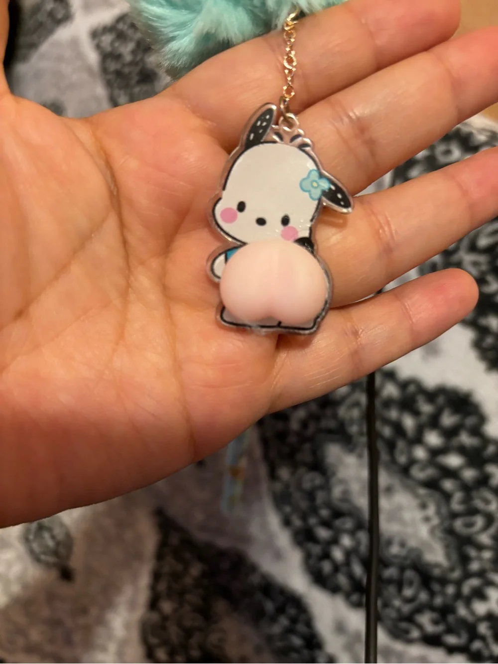 Kids Pom Pom Keychain Pen - Mint Green